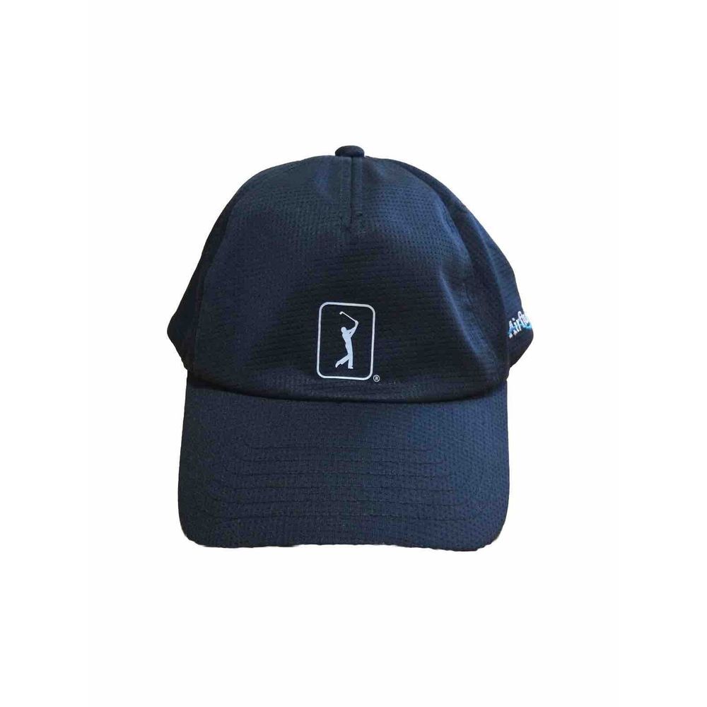 PGA Tour Airflux Caviar Black‎ Solid White Logo Adjustable Golf Hat Cap
